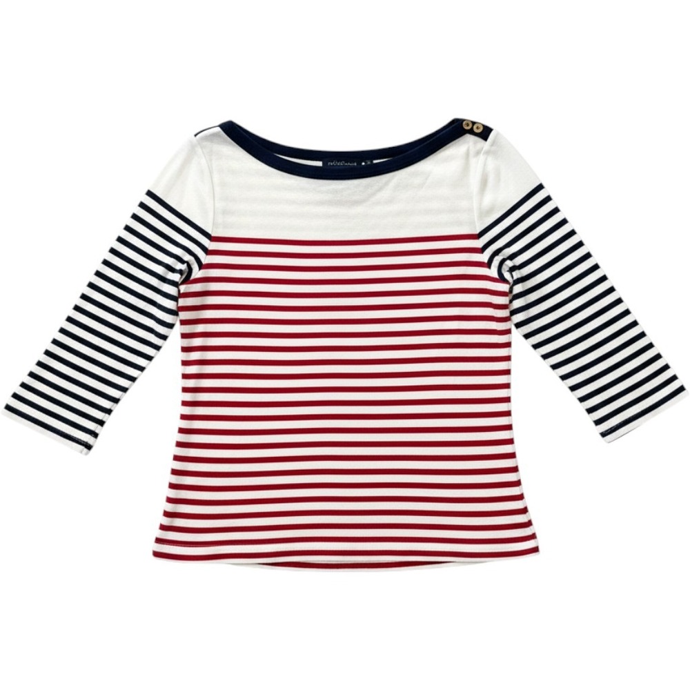 Lauren Ralph Lauren Nautical Striped Boat Neck Top Red White Blue XL Anchor